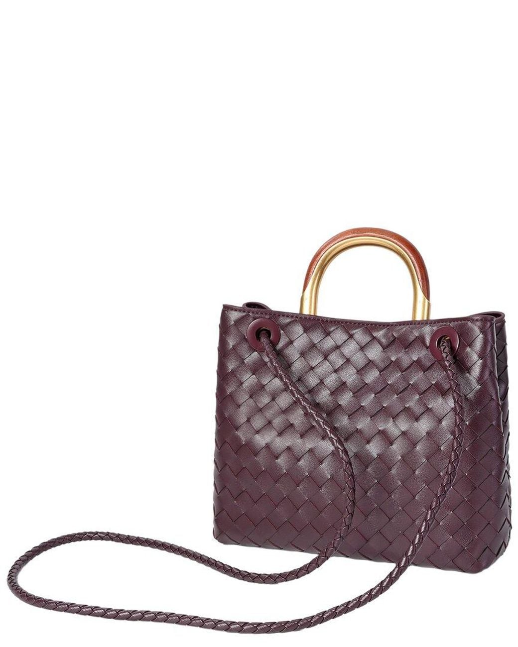 Tiffany & Fred Paris Purple Handwoven Mini Leather Tote