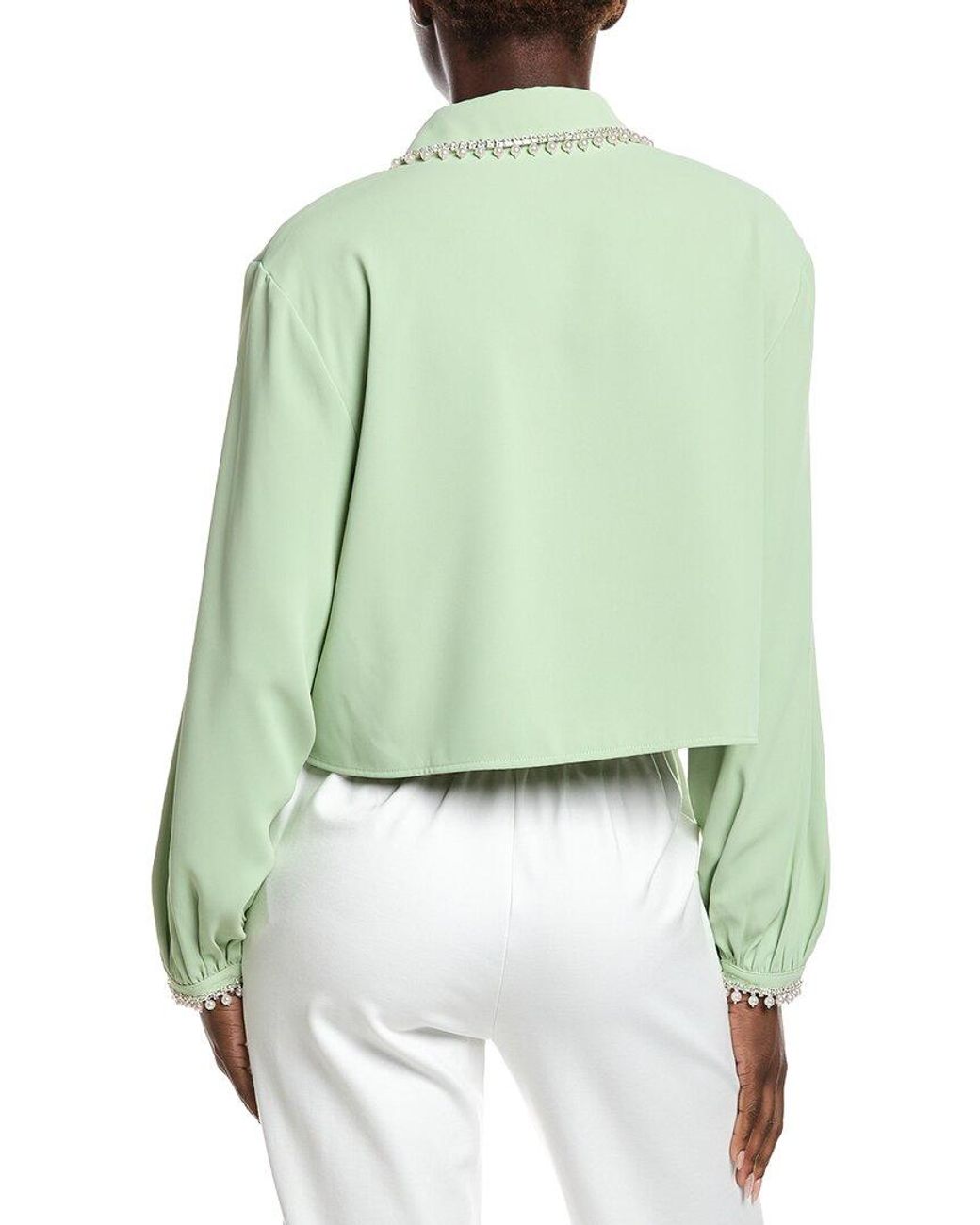 Gracia Green Pearl Beaded Crop Top