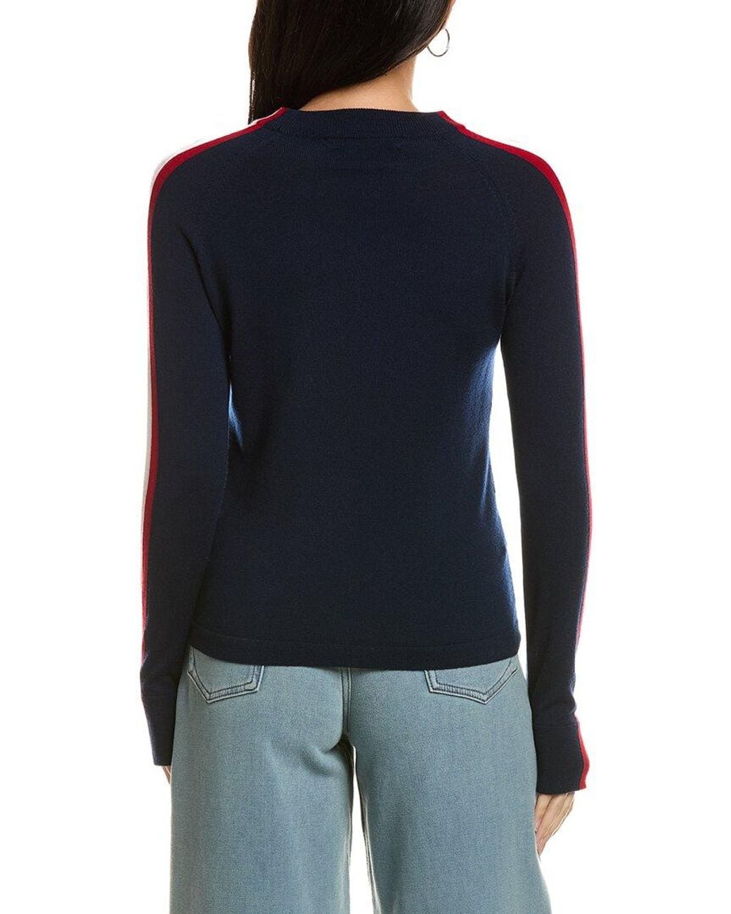 Hannah Rose Worsted Merino Wool Ski Stripe Sweater in Blue | Lyst