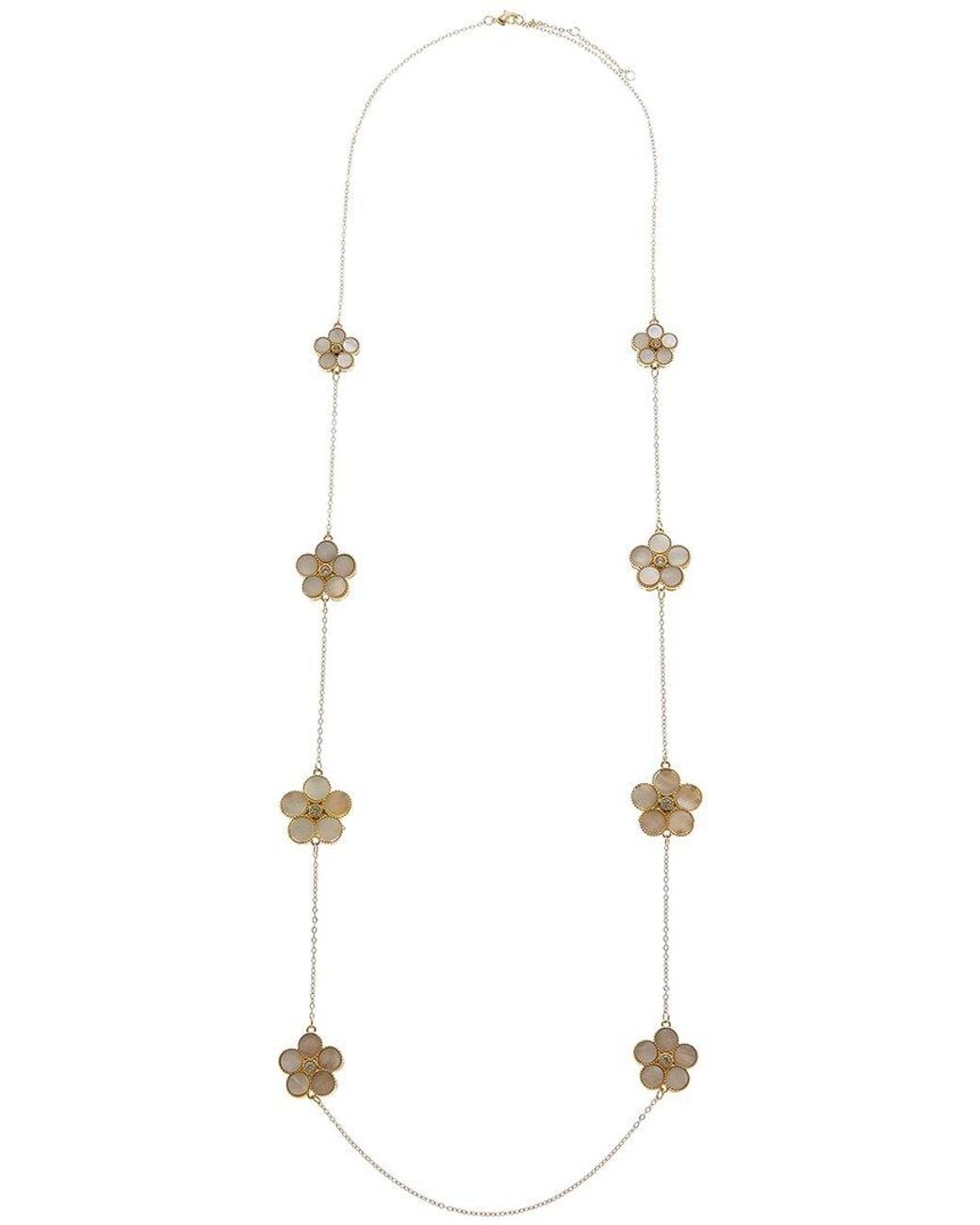 Juvell White Plated Lab-Grown Mother Of Pearl Cz Clover Necklace