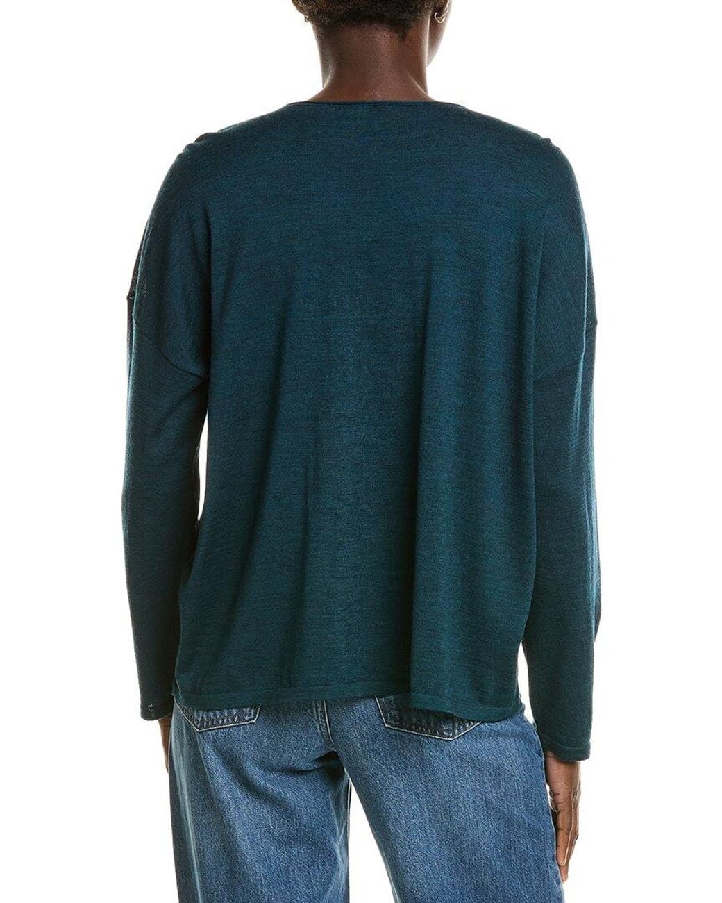 Eileen Fisher Blue Crewneck Wool Sweater