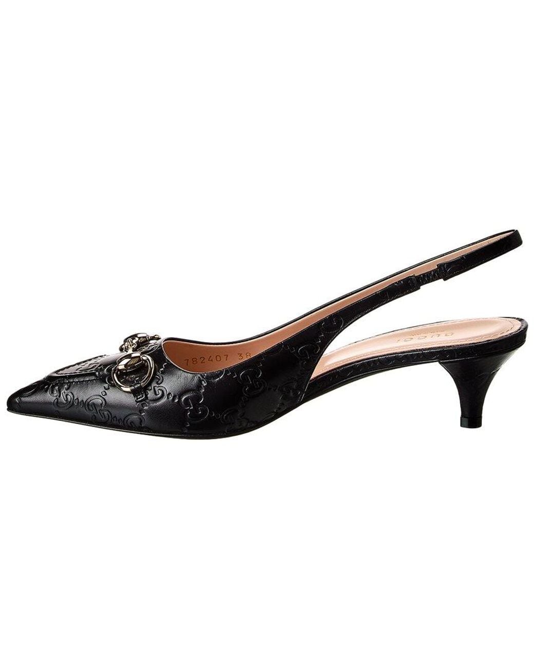 Gucci Black Horsebit Leather Slingback Pump
