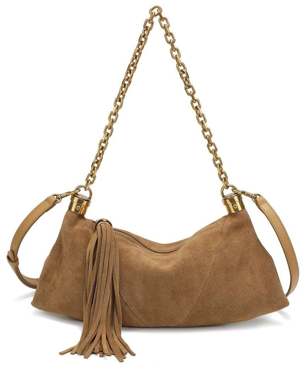 Tiffany & Fred Paris Brown Suede Tassel Hobo Bag