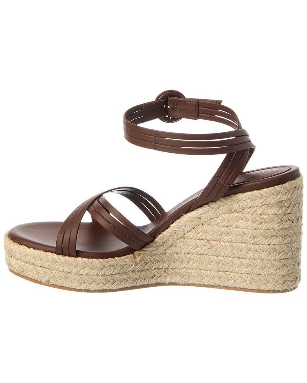 Gianvito Rossi Metallic Lianne Beach 70 Leather Wedge Sandal