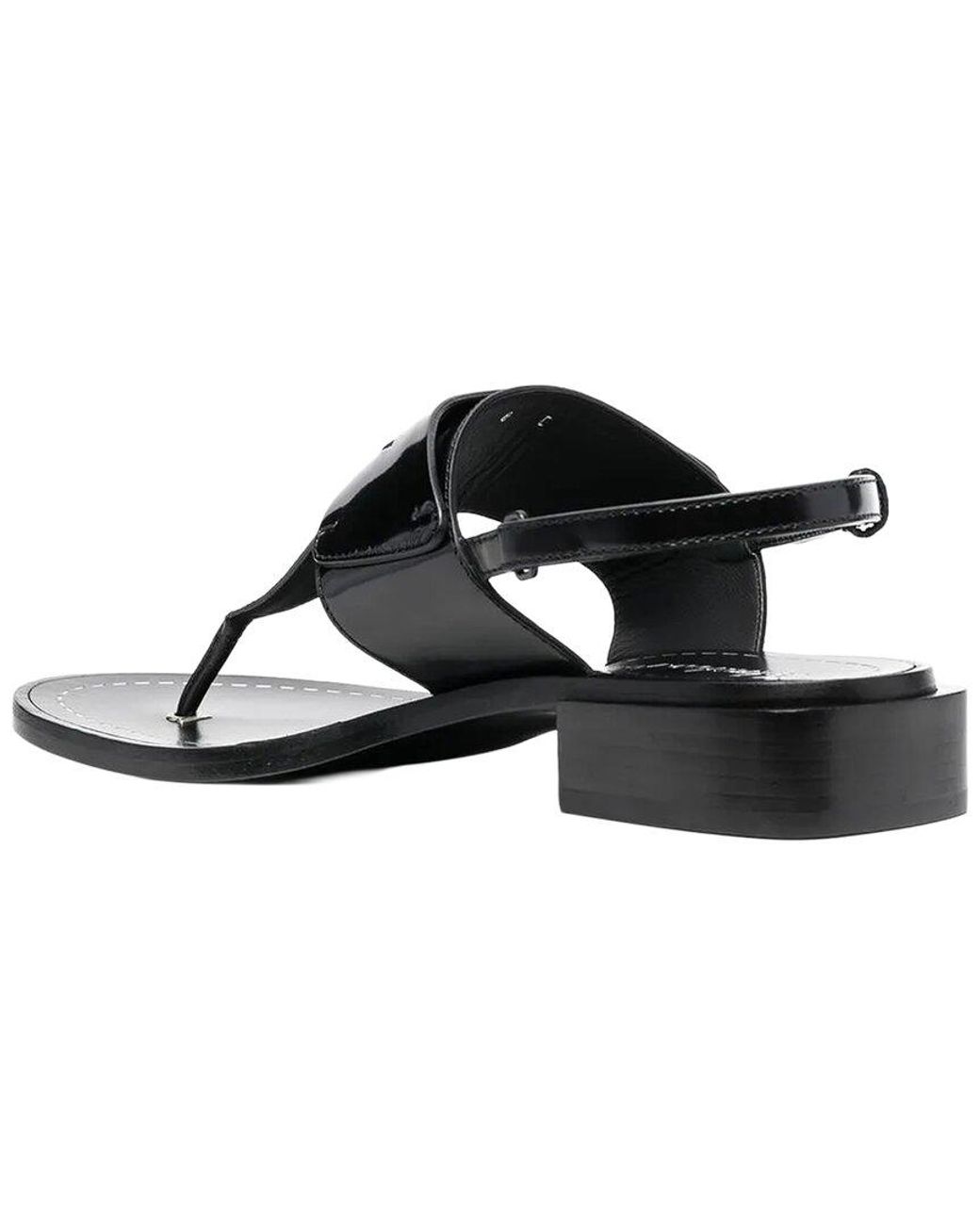 Ferragamo Black Logo Thong Leather Sandal