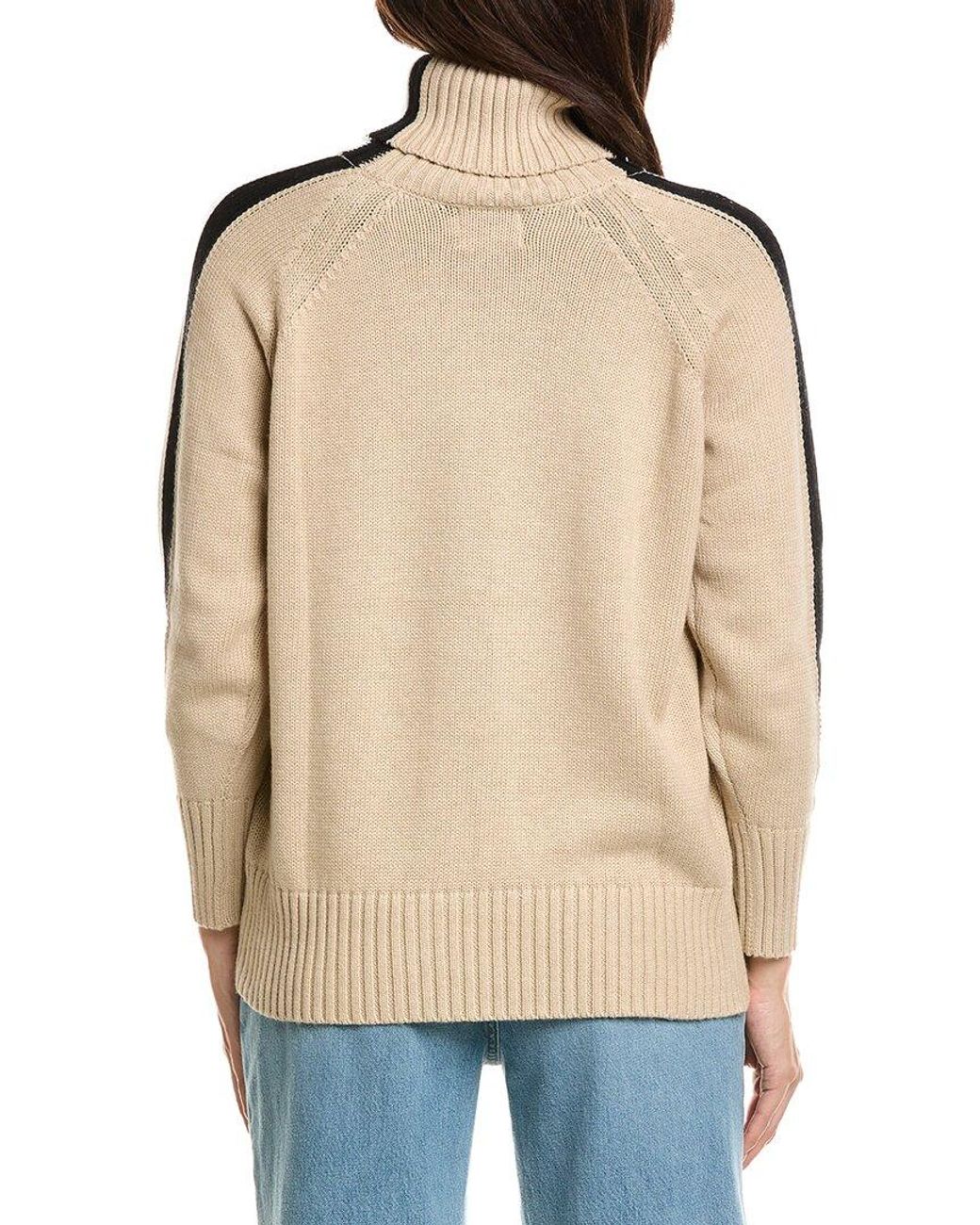 Brodie Cashmere Blue Varsity Roll Neck Cashmere-Blend Sweater