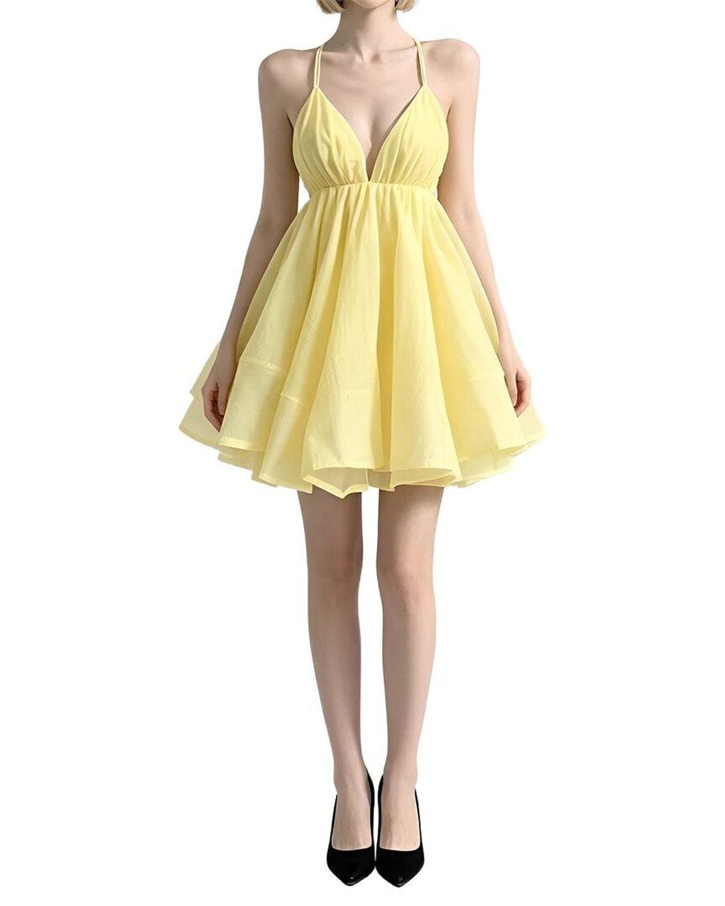 Linda Charm Yellow Sleeveless Mini Dress