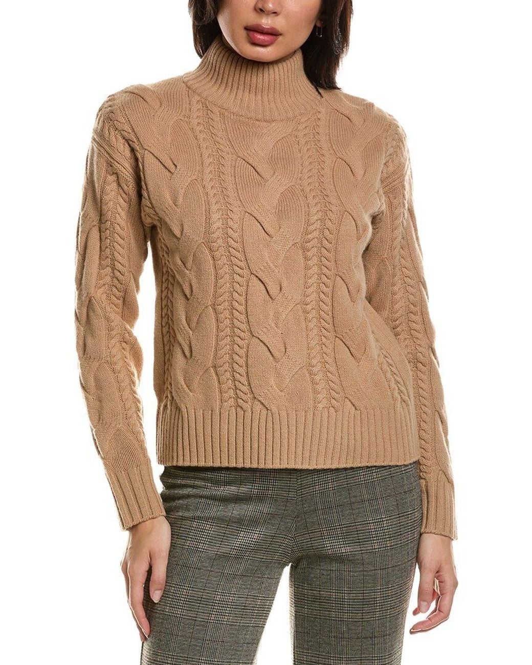 Hannah Rose Merino Wool Cable Mock Neck Sweater in Green | Lyst