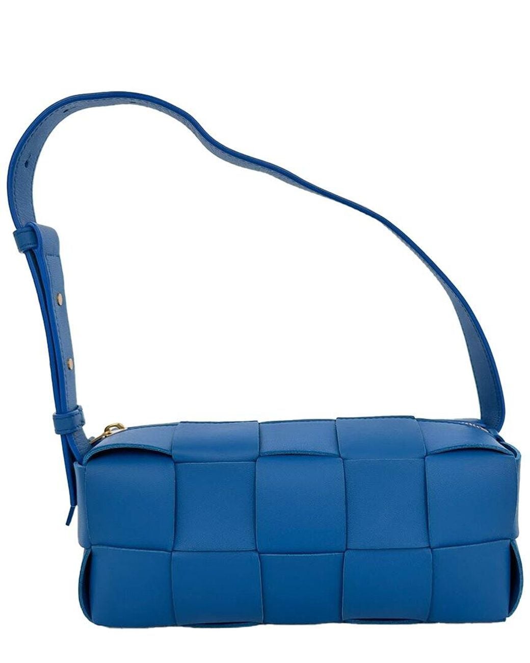 Bottega Veneta Blue Lambskin Leather Small Brick Cassette Shoulder Bag (Authentic Pre-Loved)