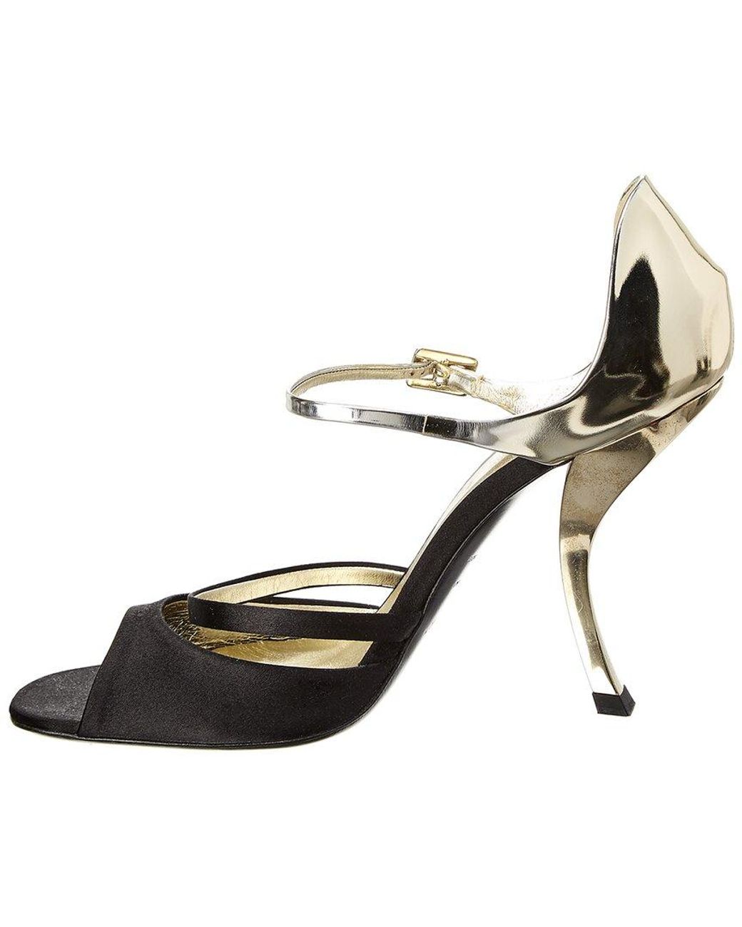 Roger Vivier Metallic Leather & Satin Sandal