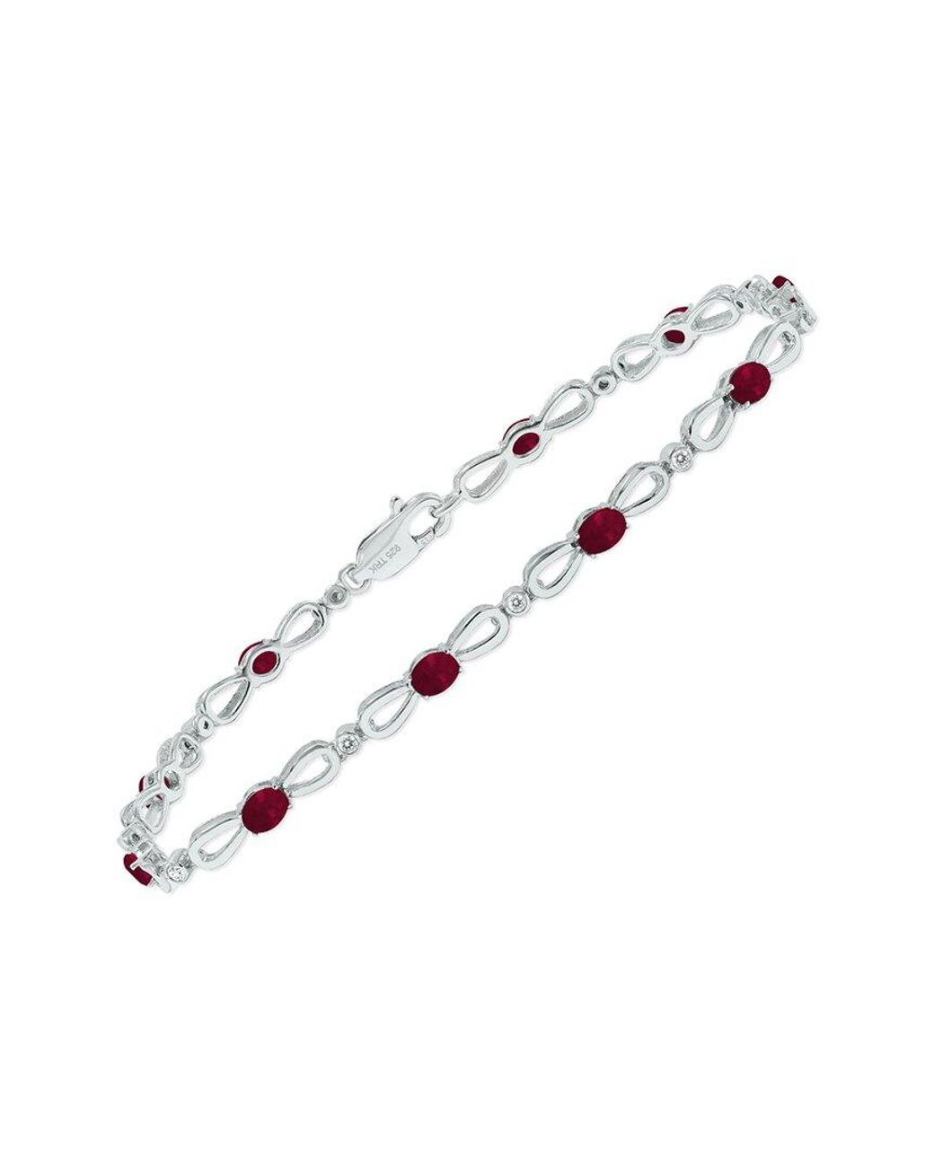 Gemstones White 1.61 Ct. Tw. Diamond & Ruby Bracelet