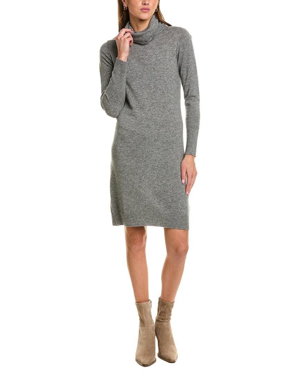 Forte Gray Turtleneck Wool & Cashmere-Blend Sweaterdress