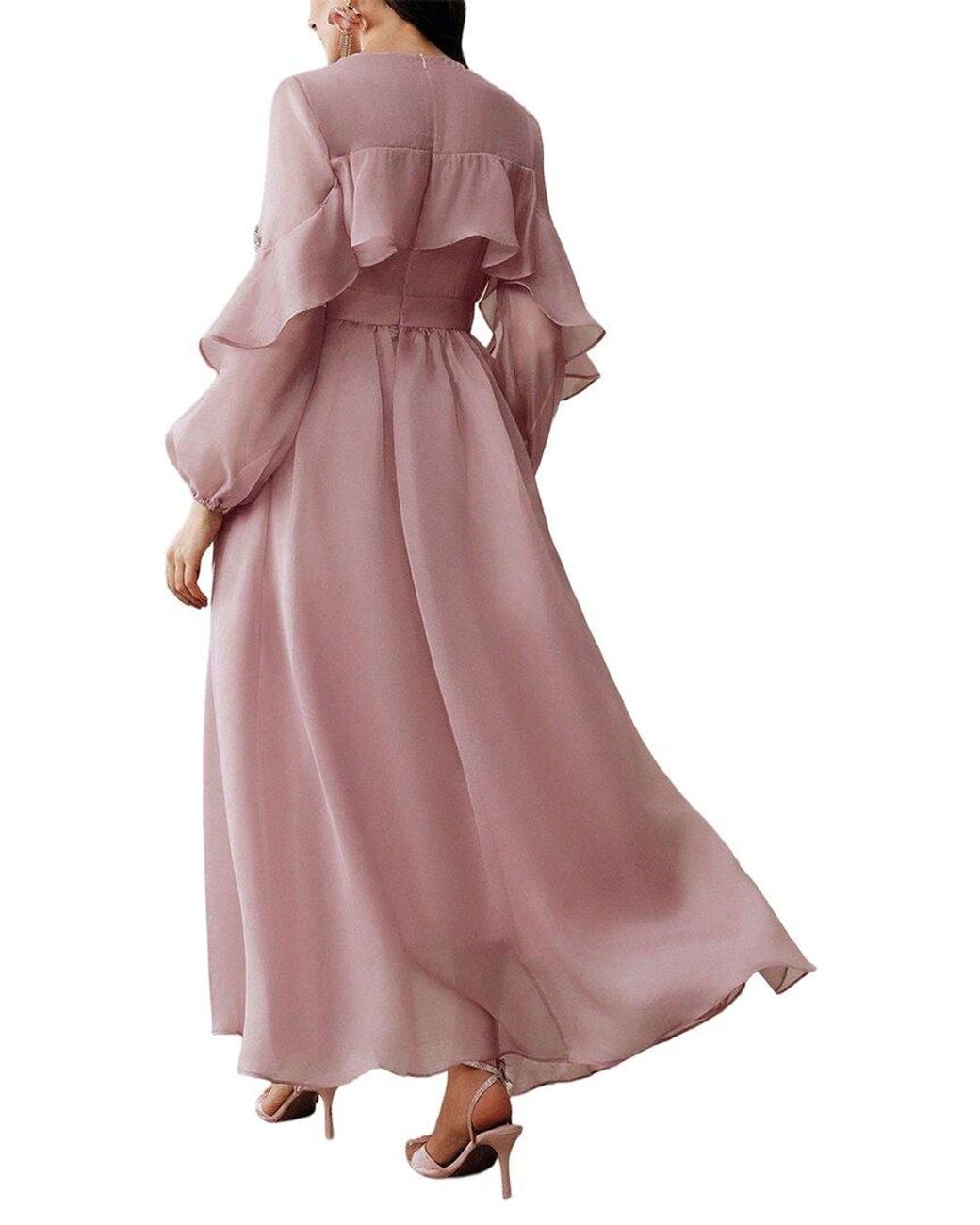 COLON DIANA Purple Solid Maxi Dress