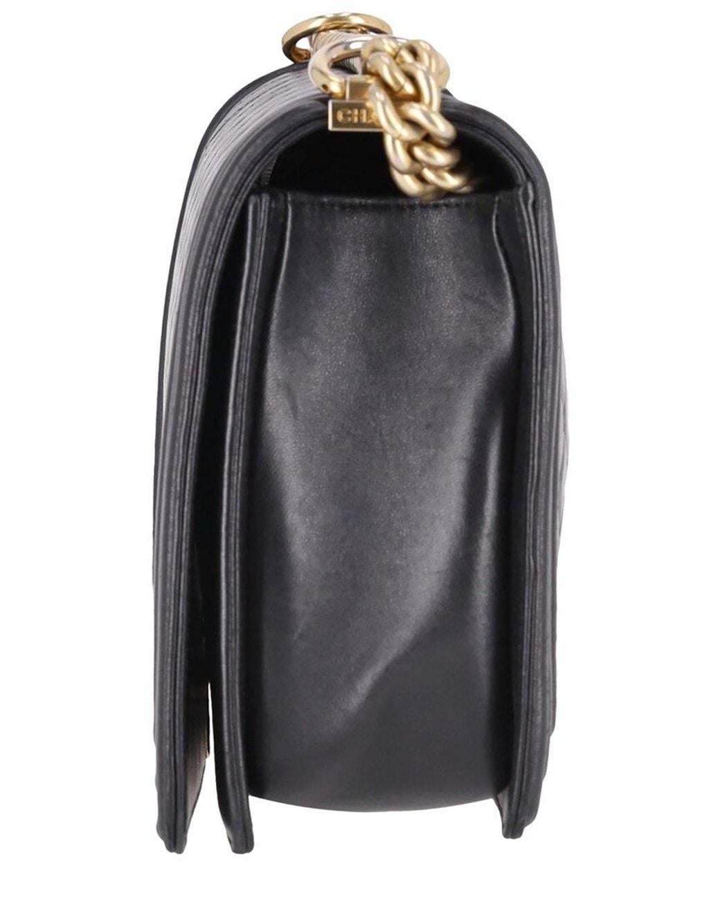 Chanel Black Diamond Quilted Lambskin Leather New Model Medium Boy Bag (authentic Pre-loved)