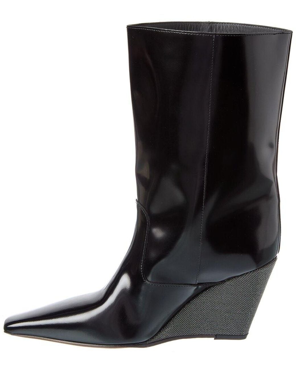 Brunello Cucinelli Black Leather Bootie