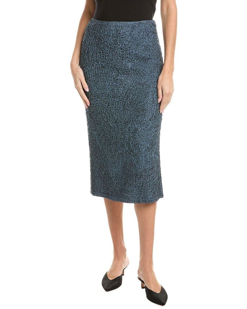 Lafayette 148 New York Blue Soutache Pencil Skirt