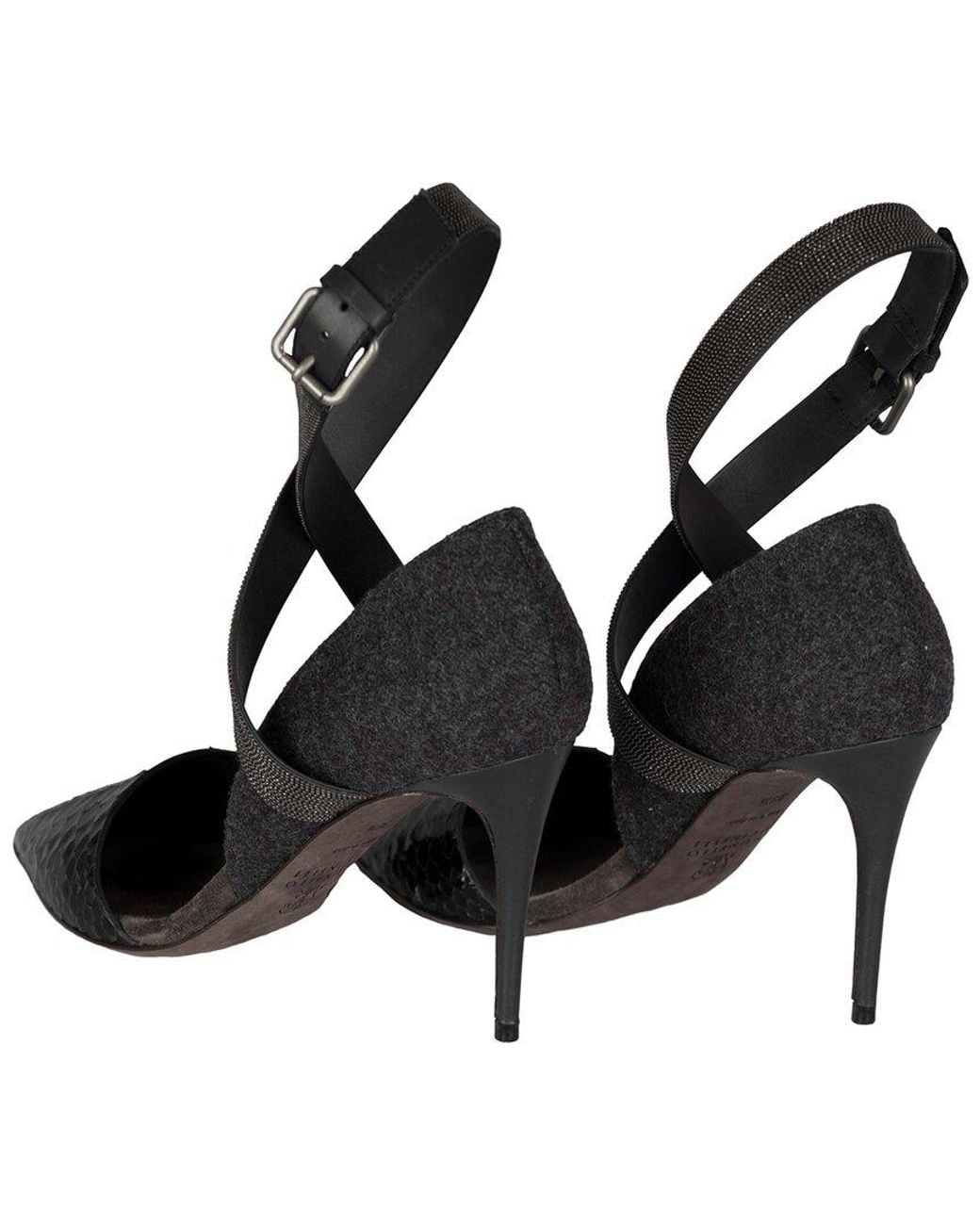 Brunello Cucinelli Black Leather Monili Beaded Ankle Strap Pump (authentic Pre-loved)