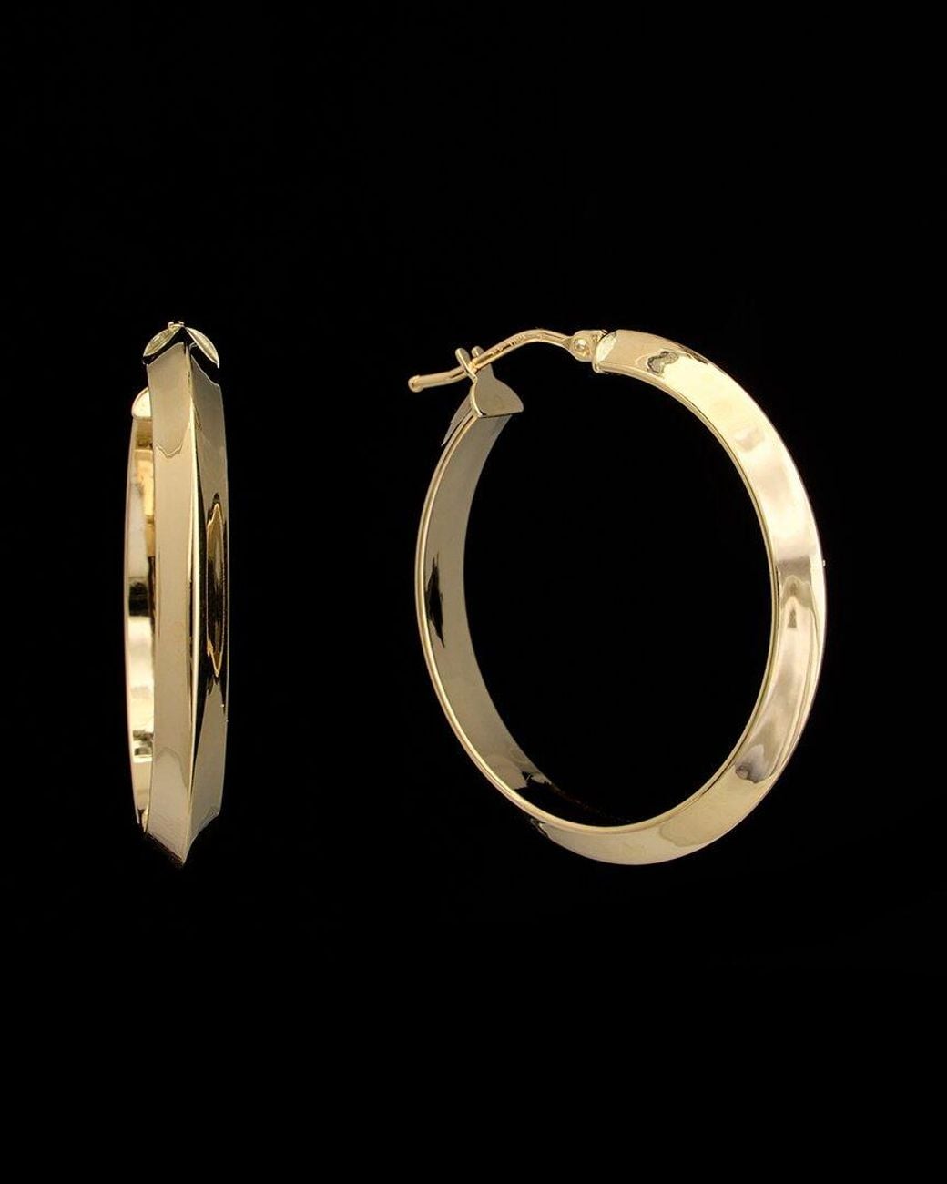 Italian Gold Black 14K Knife Edge Hoops