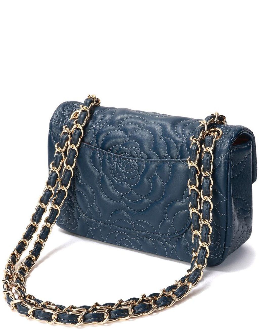 Tiffany & Fred Paris Blue Top-Grain Quilted Crossbody/Shoulder Bag