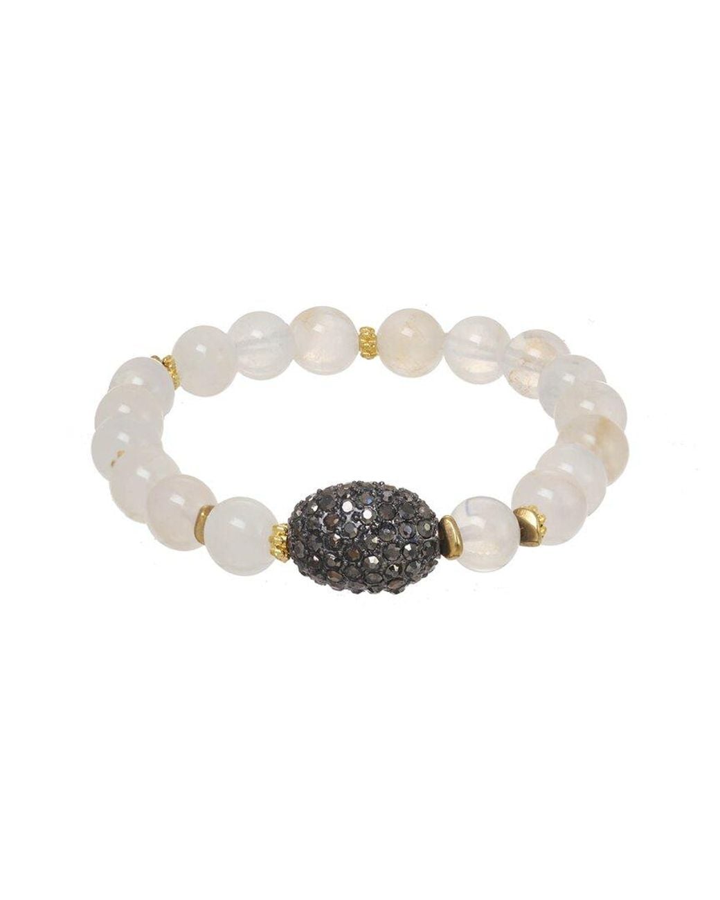 Rachel Reinhardt Jewelry White Baby's Breath Moonstone Crystal Fireball Bracelet