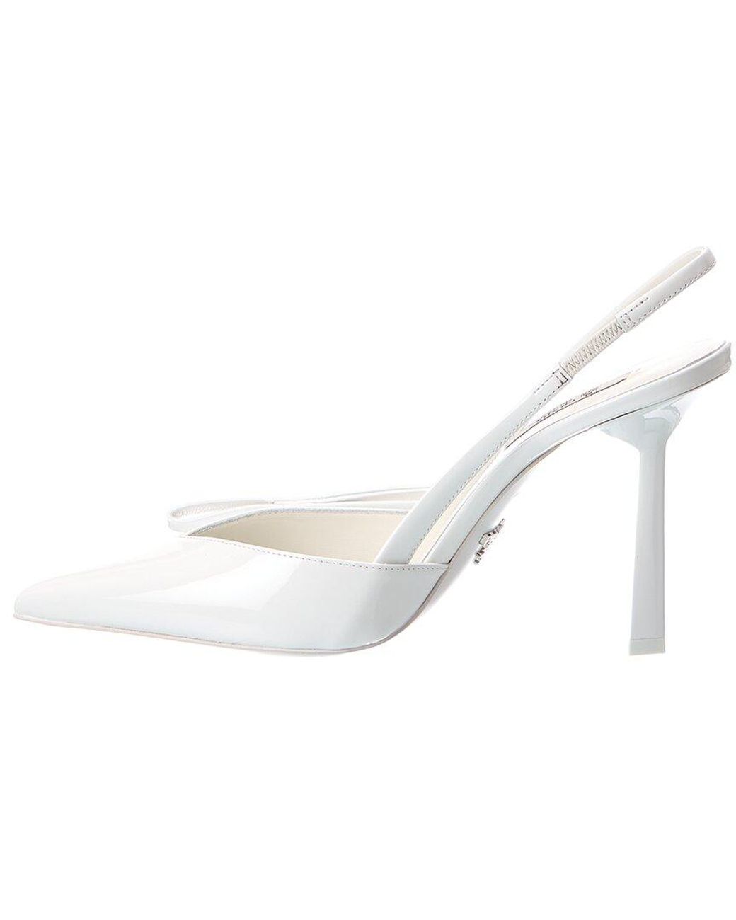 Prada White Patent Pointy-Toe Slingback Pump