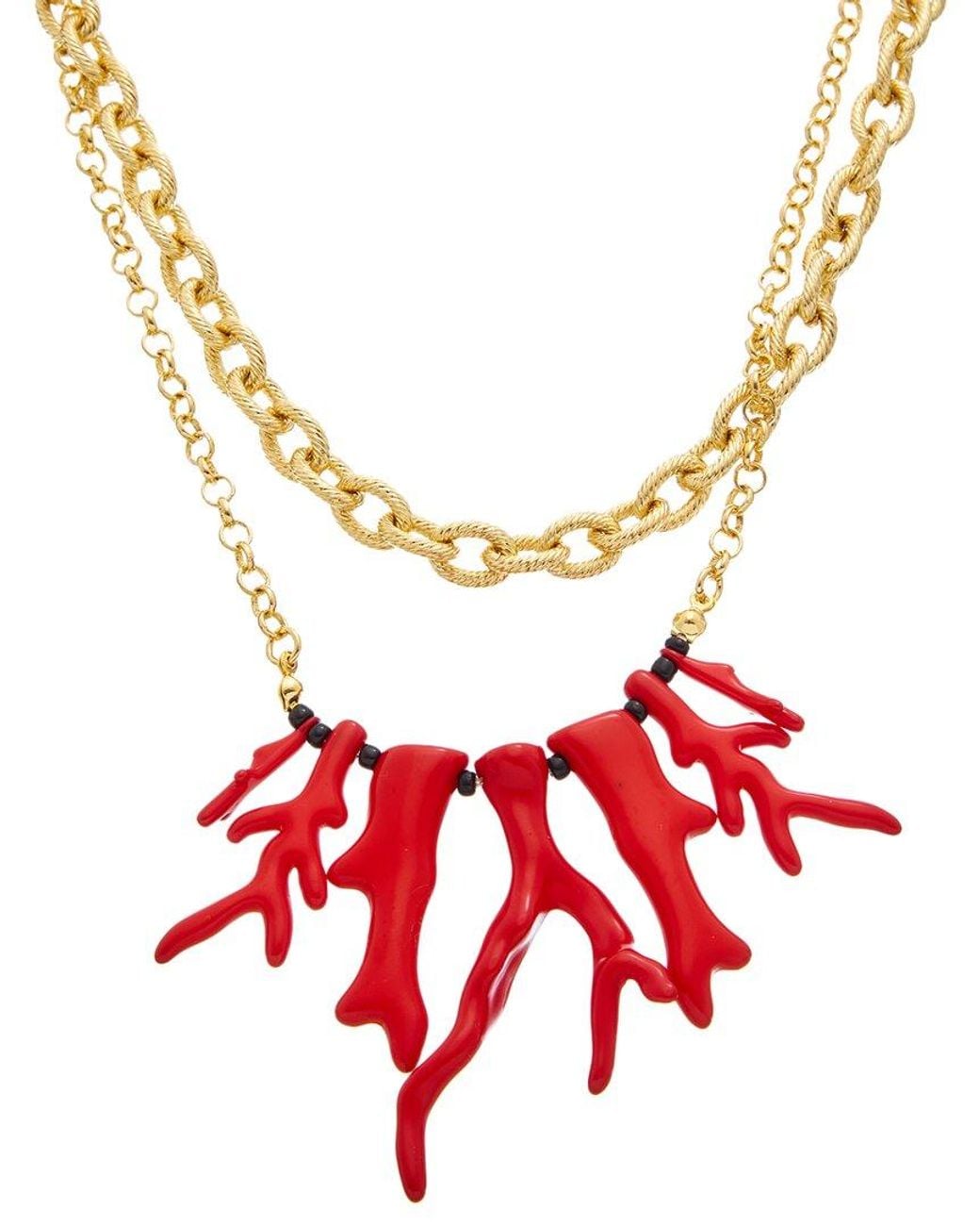 Kenneth Jay Lane Red Plated Layer Necklace