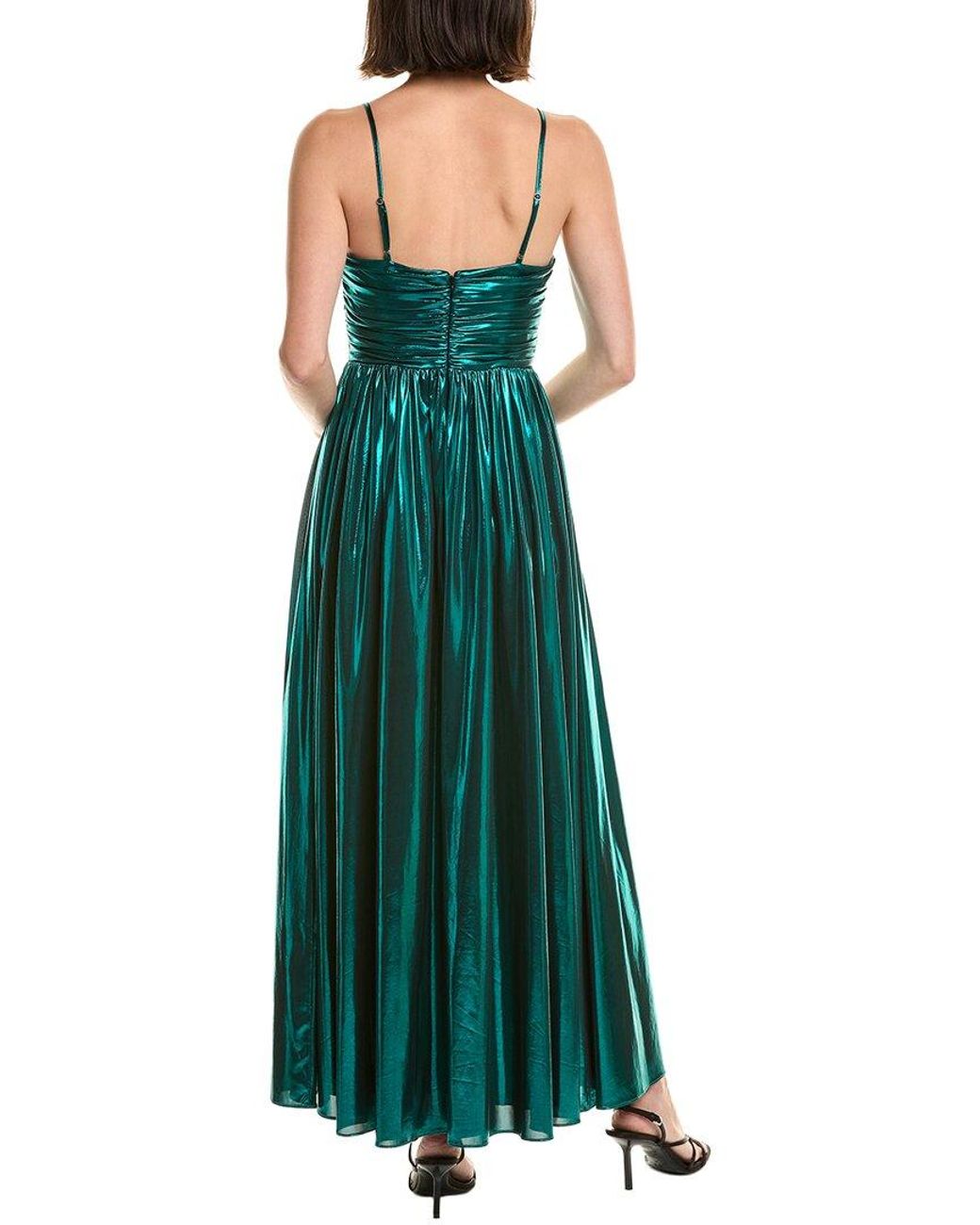 MILLY Green Shannon Solid Metallic Dress