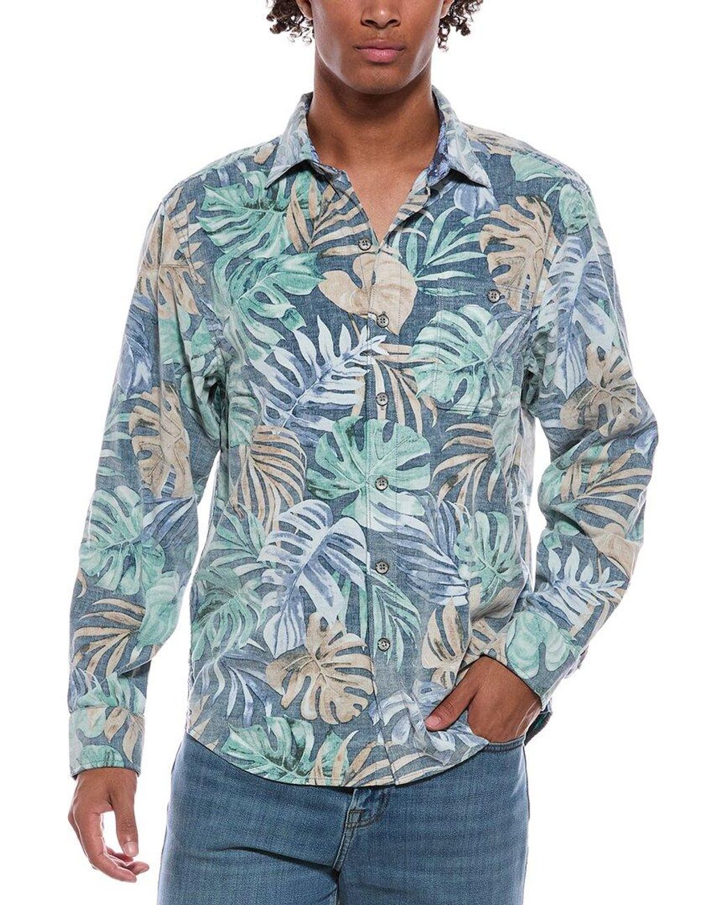 Tommy Bahama Blue Coastline Cord Jungle Fade Shirt for men