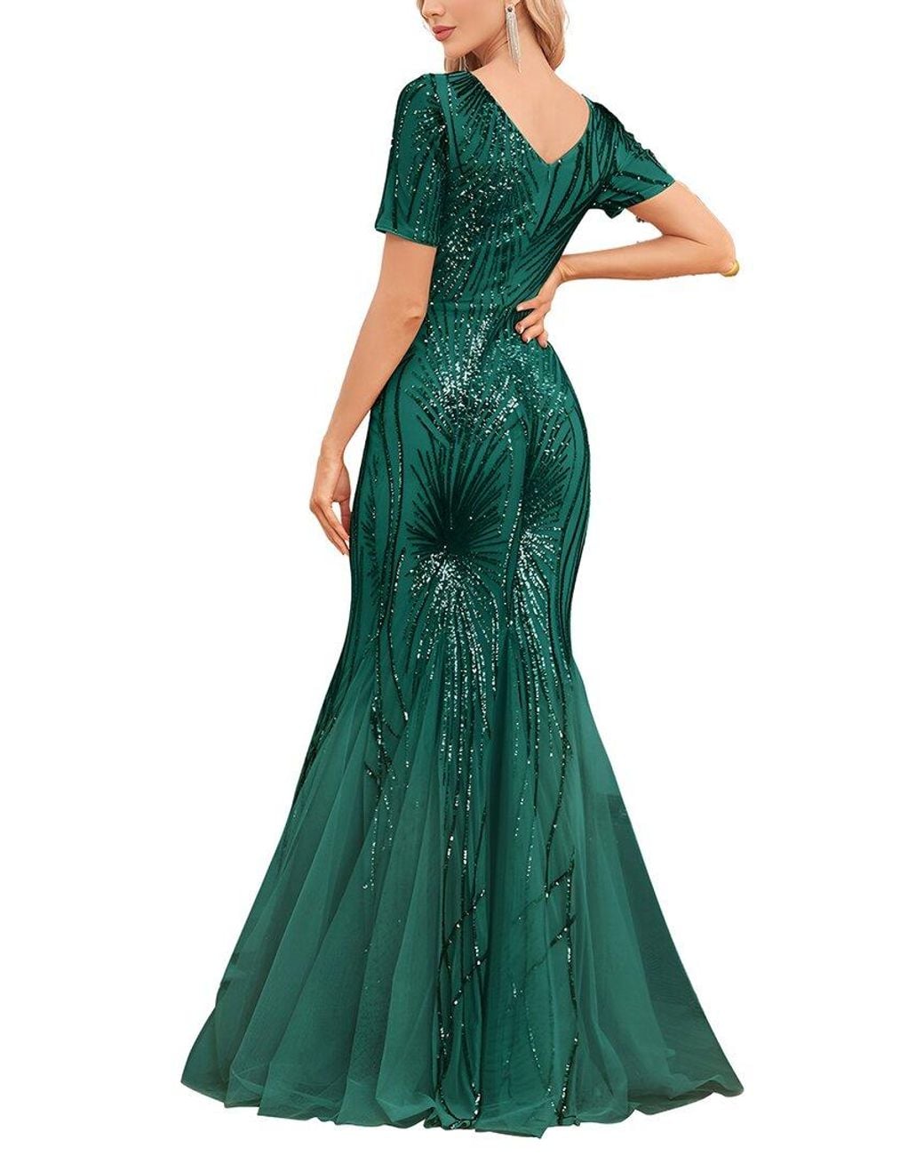 Vincent Green Embroidered Maxi Dress