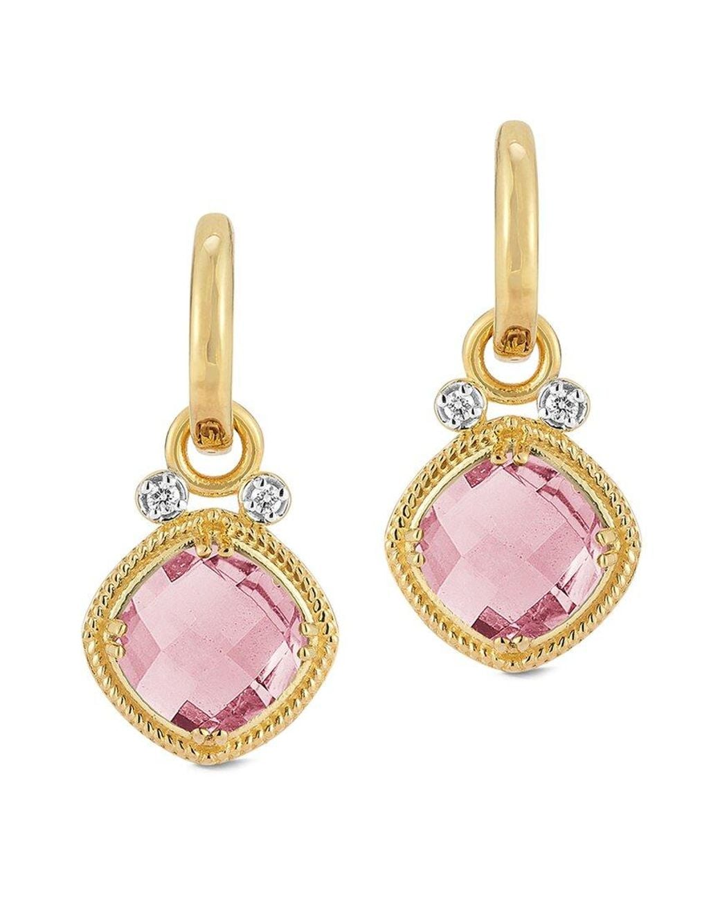 Reiss Pink 14k 4.14 Ct. Tw. Diamond & Rose Quartz Earrings
