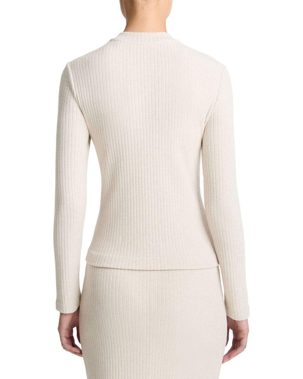 Vince White Cozy High V-Neck Sweater