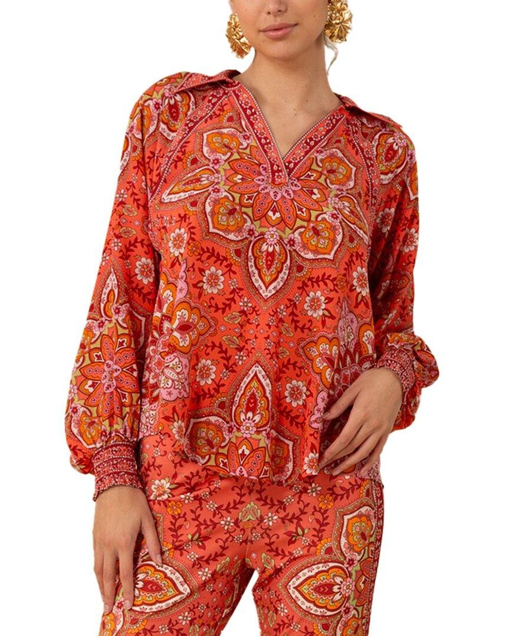 Hale Bob Red Braelynn Silk Top