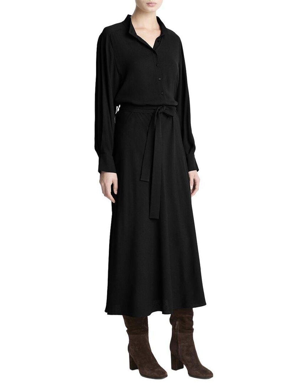 Vince Black Collar Stand Shirt Dress