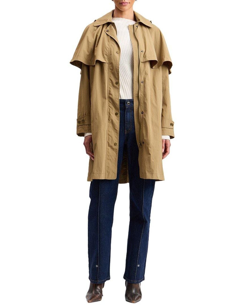 Avec Les Filles Natural Hooded Cape Raincoat