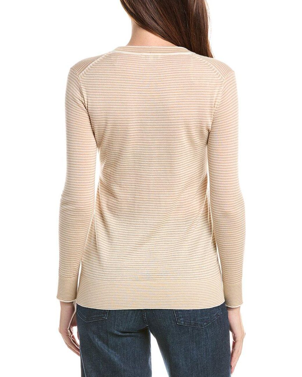 Lafayette 148 New York Natural Stripe Cashmere Cardigan