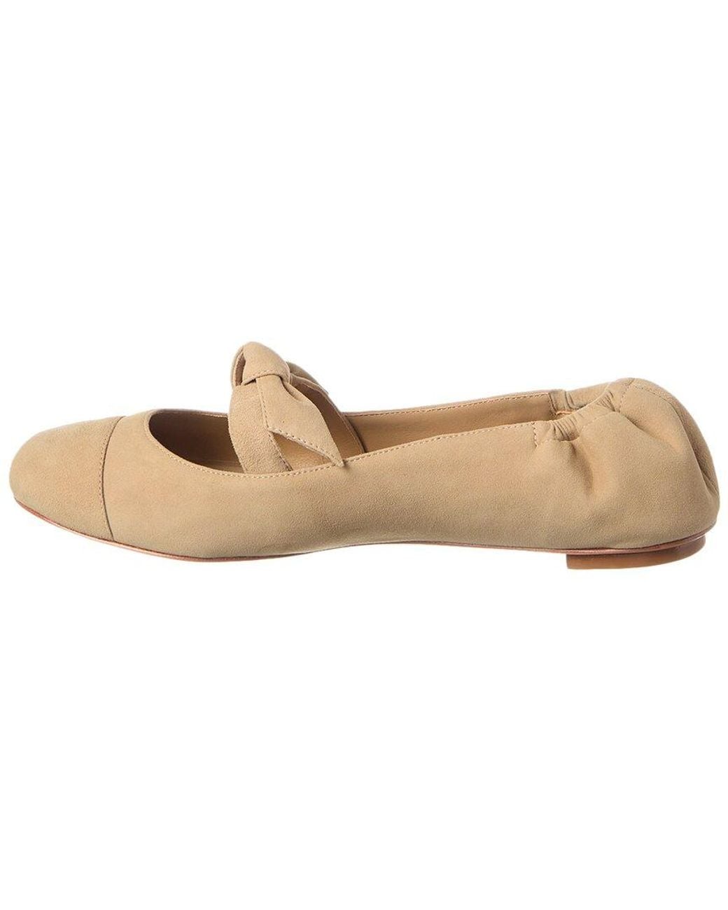 Alexandre Birman Natural Clarita Suede Ballerina Flat