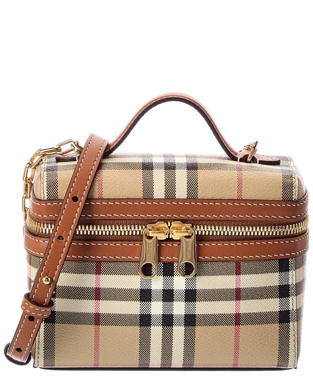 Burberry Brown Mini Check E-Canvas & Leather Crossbody