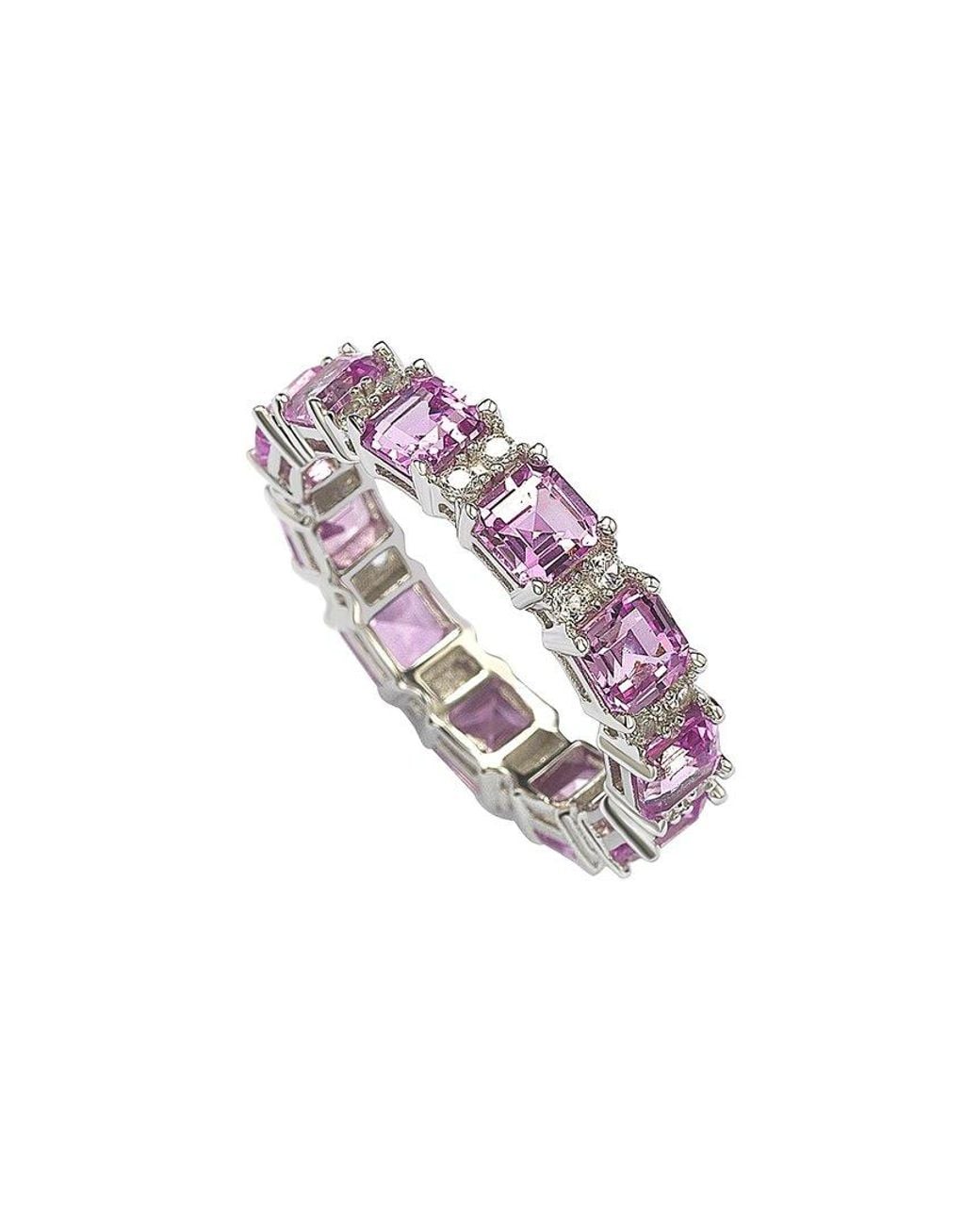 Suzy Levian Metallic Silver Diamond & Sapphire Eternity Ring