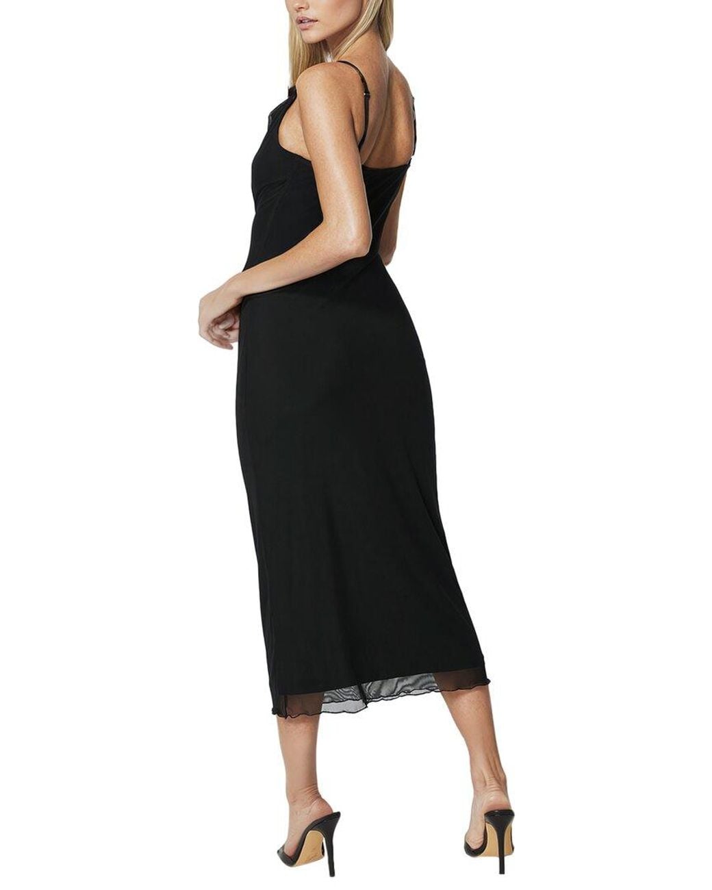 Bebe Black Powermesh Maxi Slip Dress