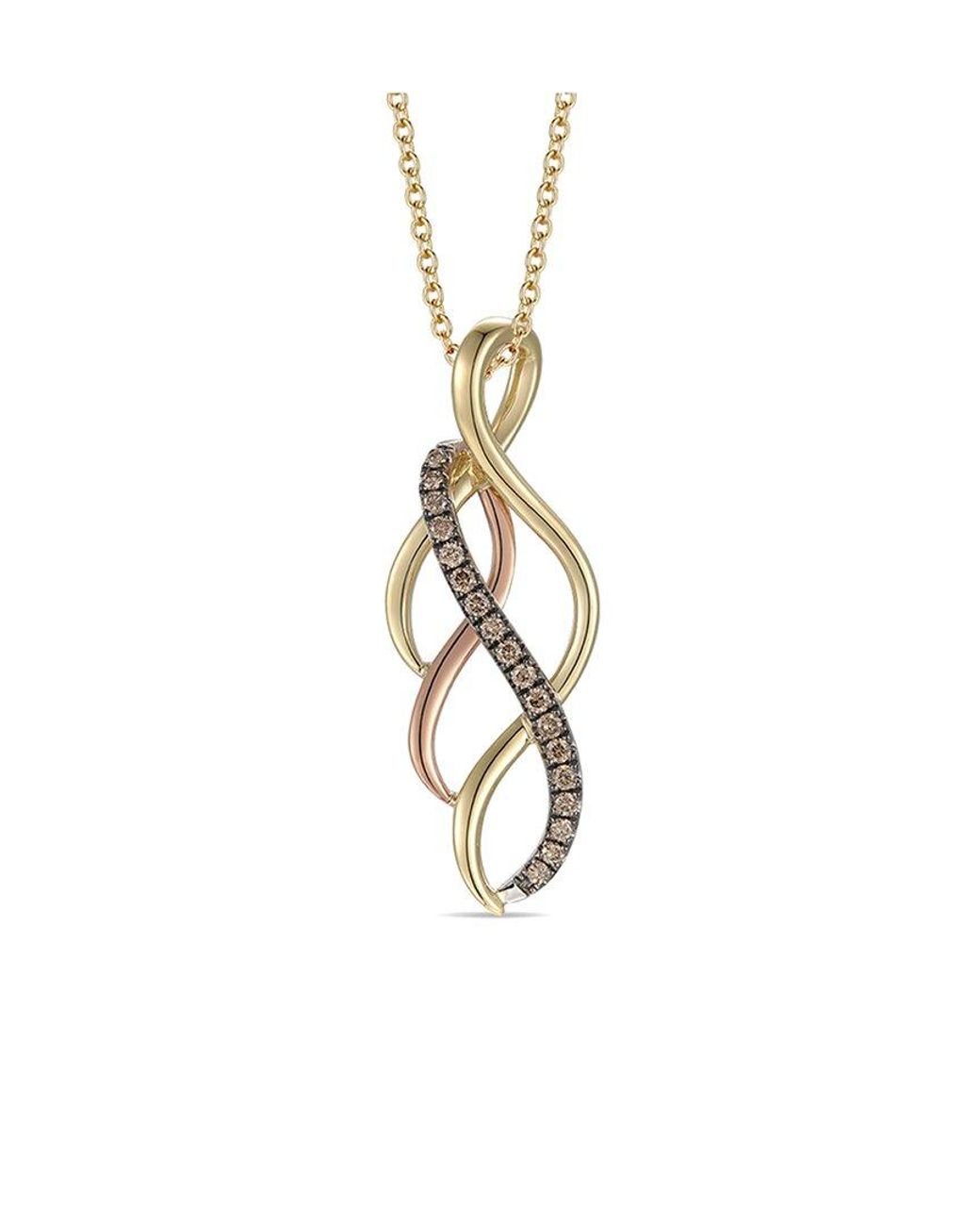 Le Vian White Le Vian Chocolate Gladiator Tri-tone 0.23 Ct. Tw. Diamond Pendant Necklace