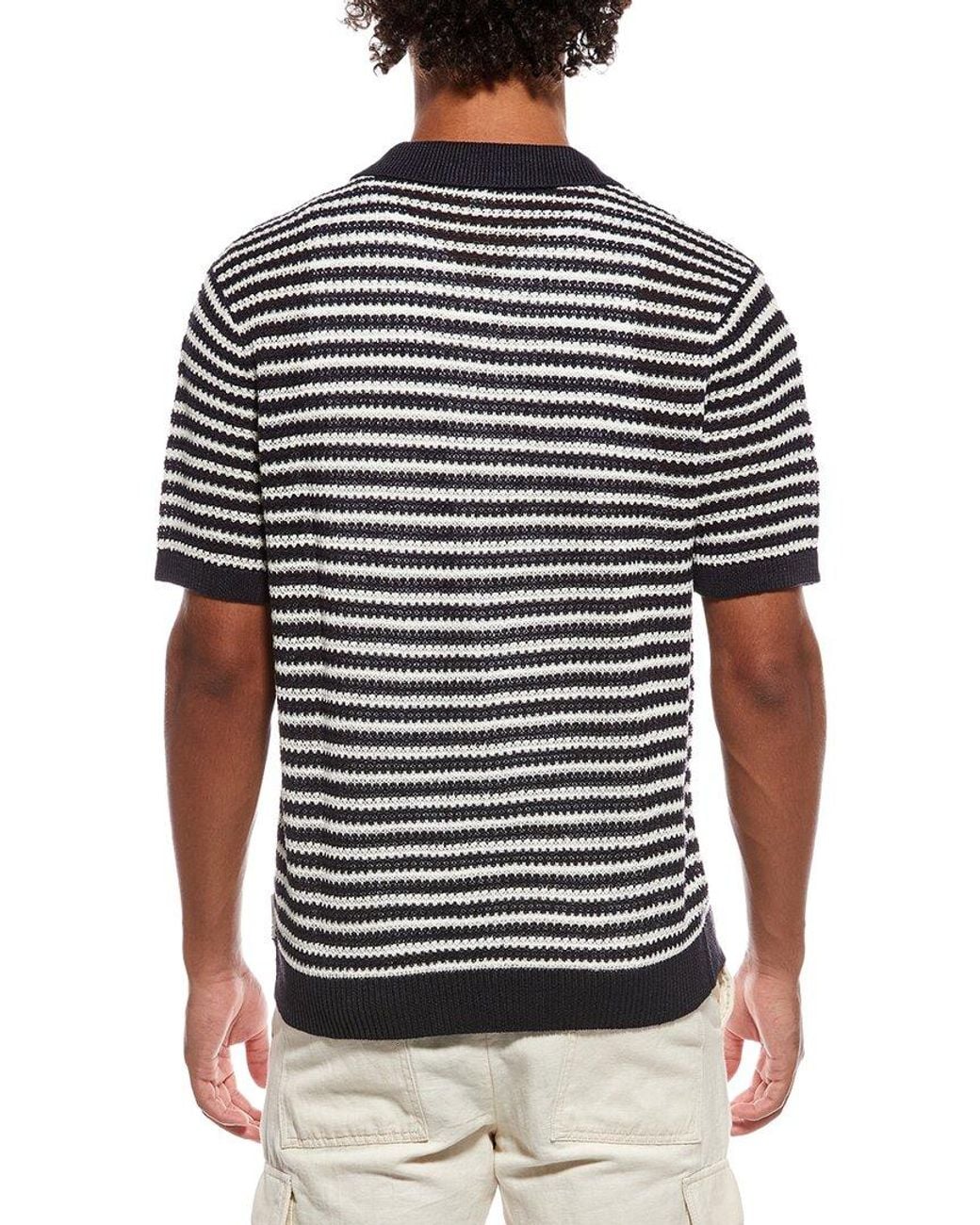 Onia Black Linen Button Up Sweater for men