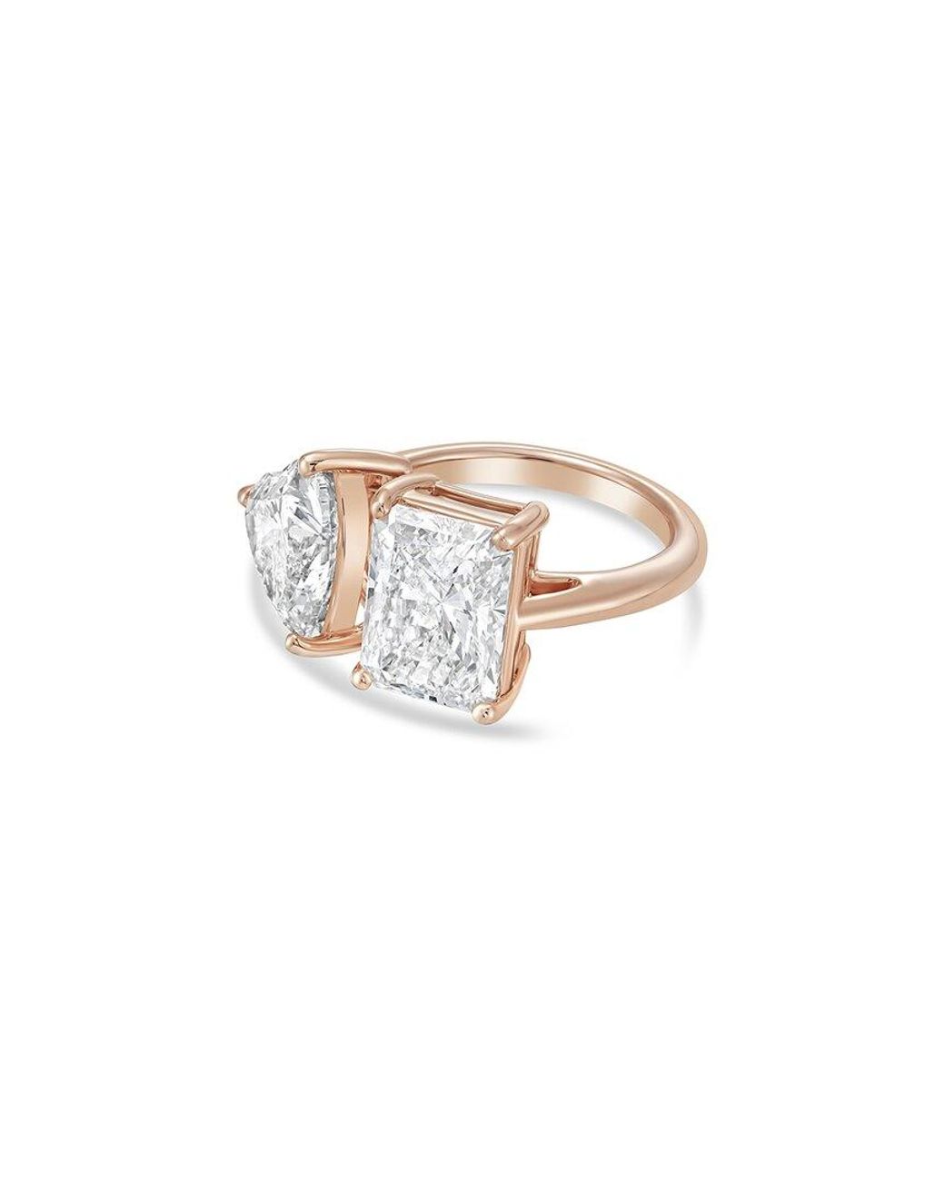 Diana M White Diana M. 18K Rose.00 Ct. Tw. Lab-Grown Diamond Two-Stone Ring