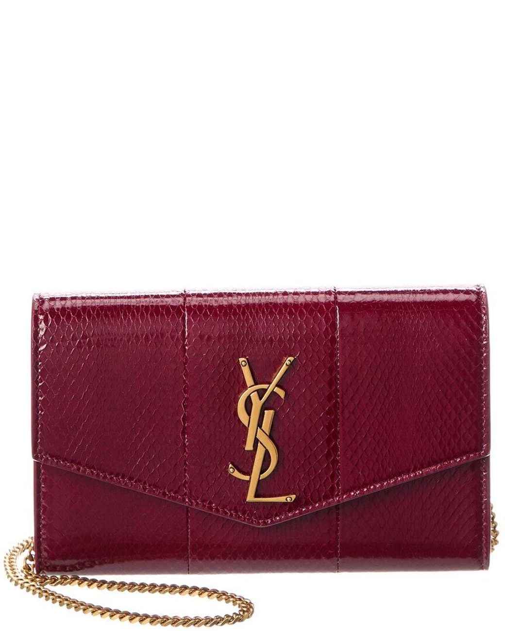 Saint Laurent Purple Uptown Leather Wallet On Chain