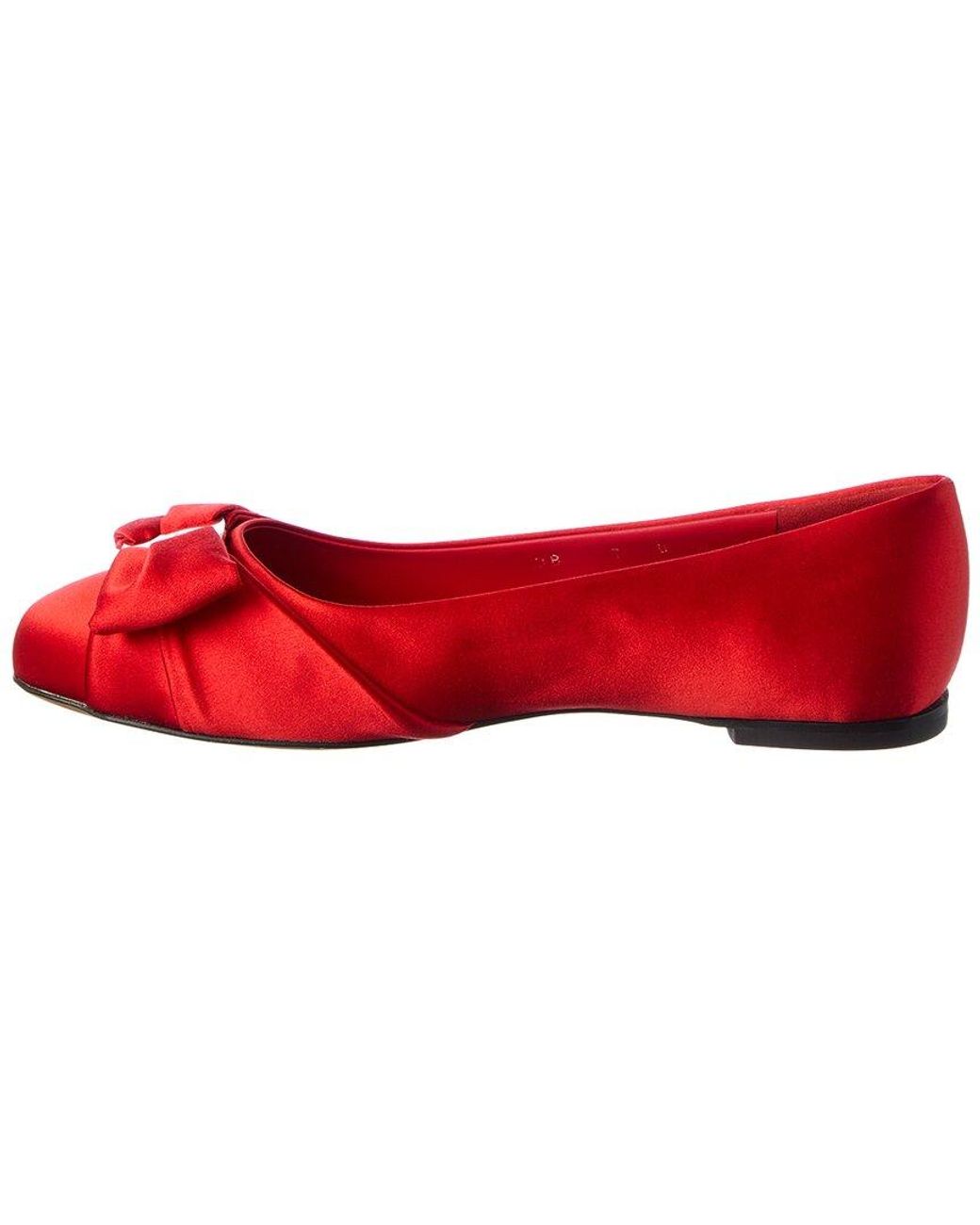 Ferragamo Red Varina Satin Ballerina Flat
