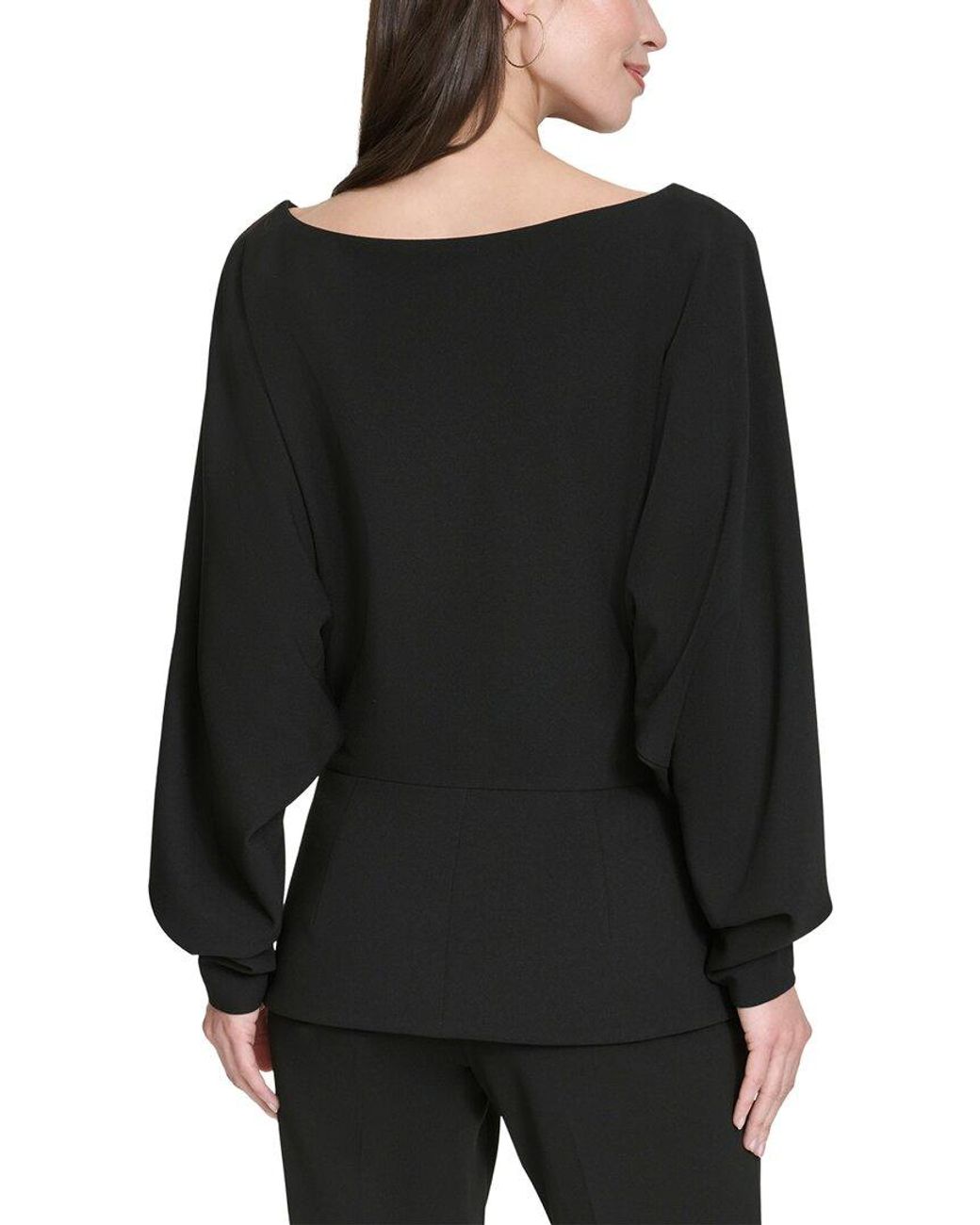 Halston Heritage Black Long Sleeve Dolman Blouse