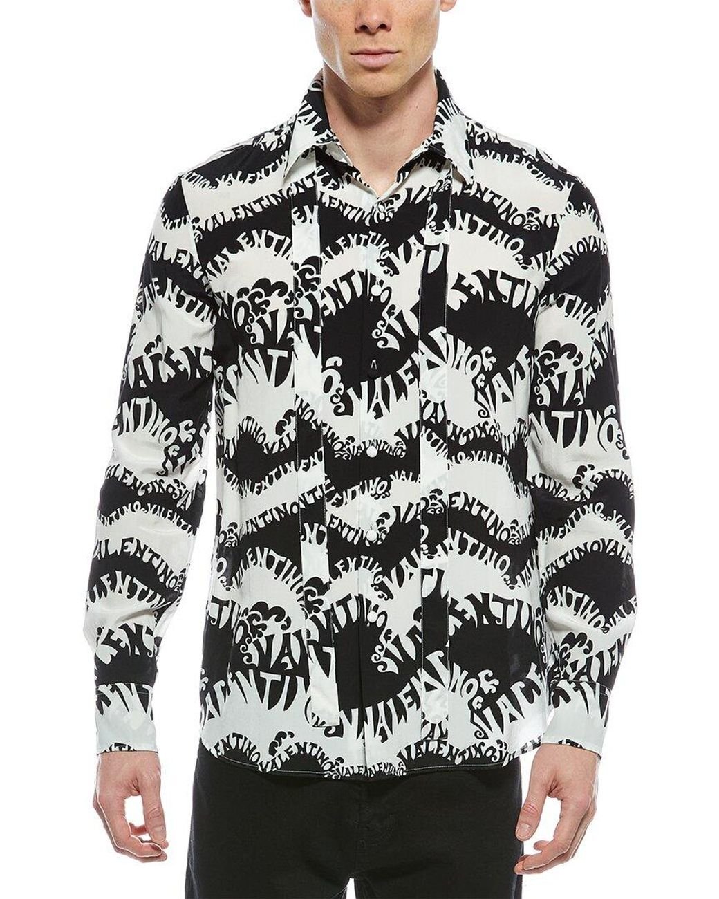 Valentino Gray Silk Shirt for men