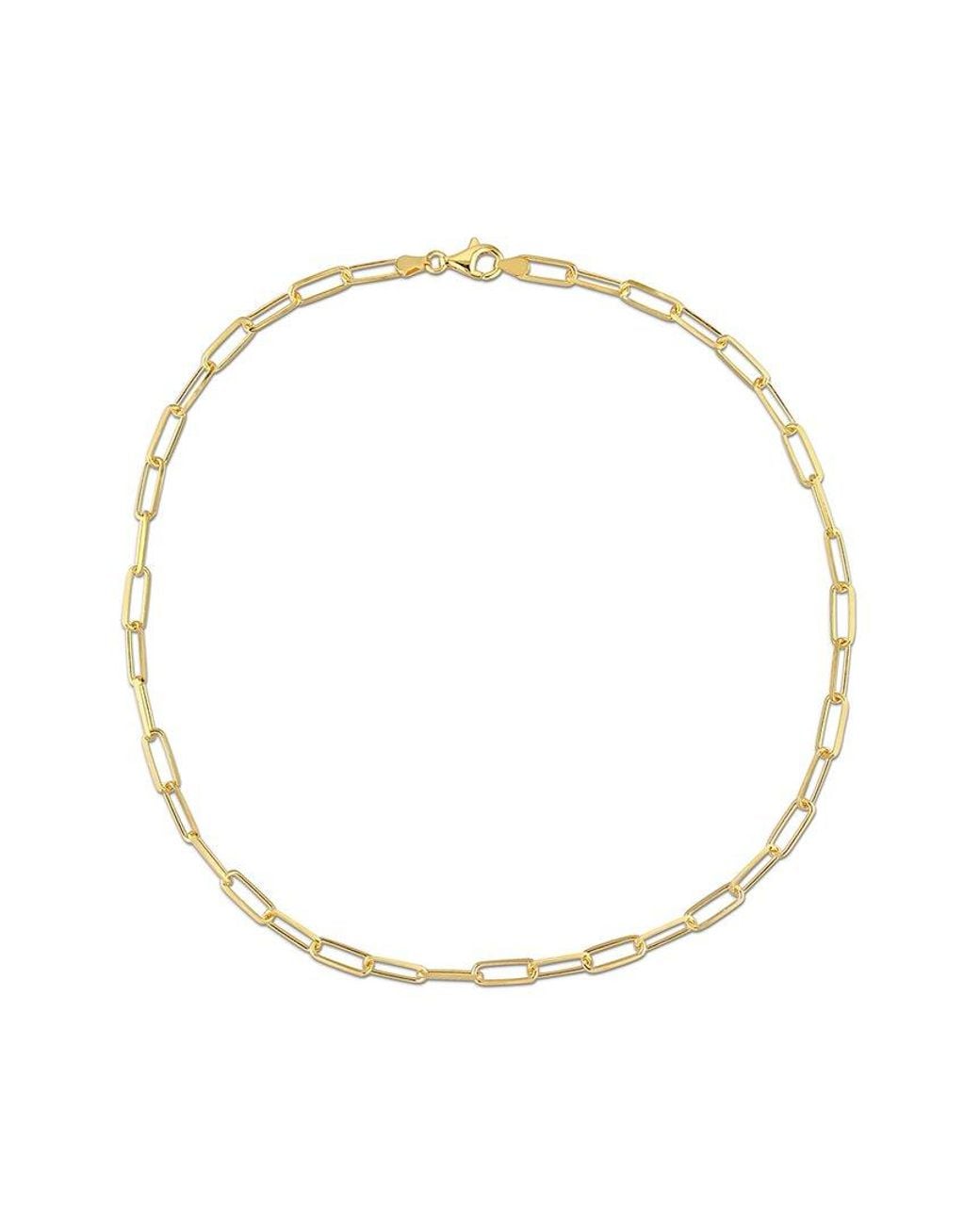 Italian Silver Metallic 18k Over Paperclip Chain Necklace