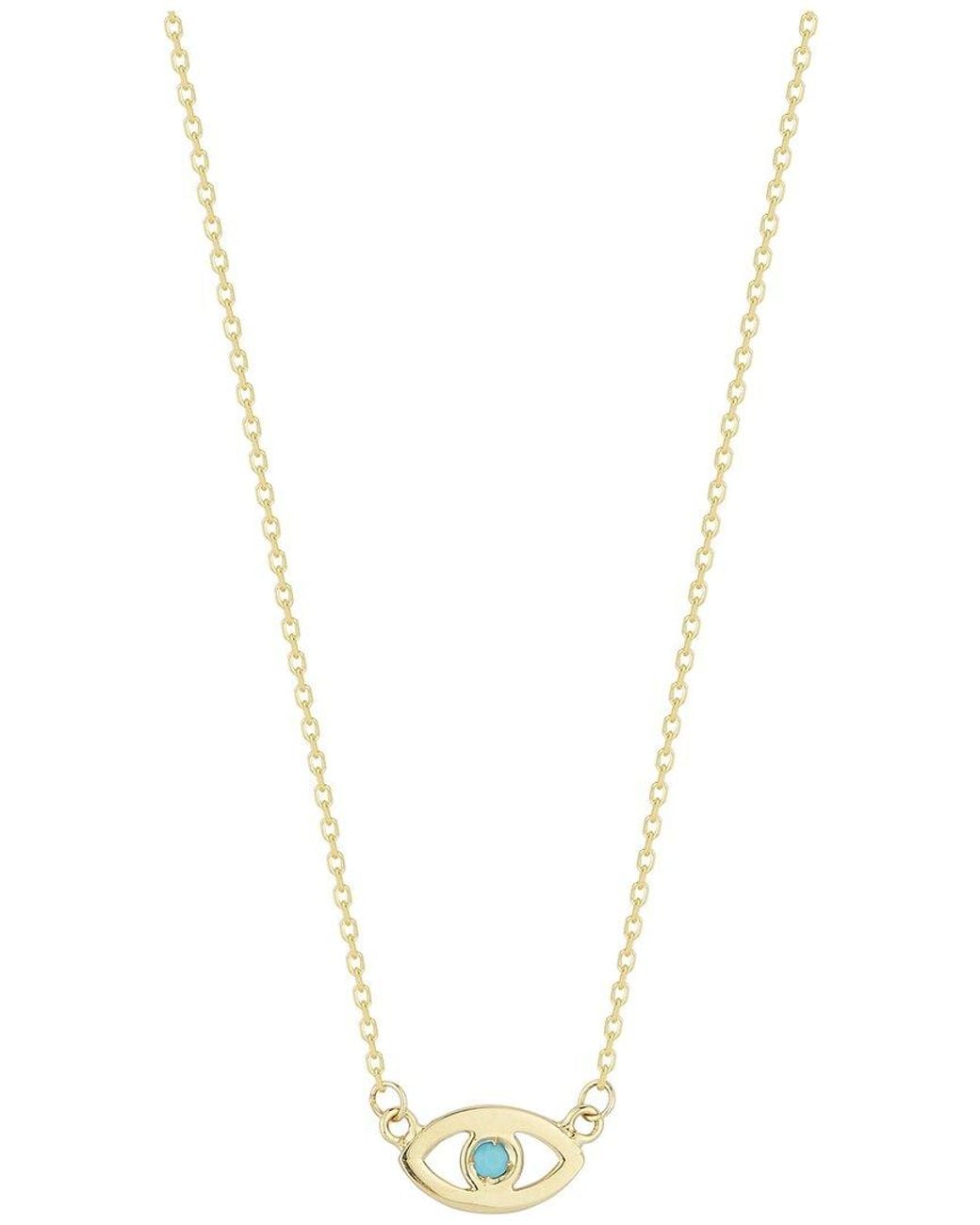 Ember Fine Jewelry Metallic 14k Turquoise Evil Eye Necklace