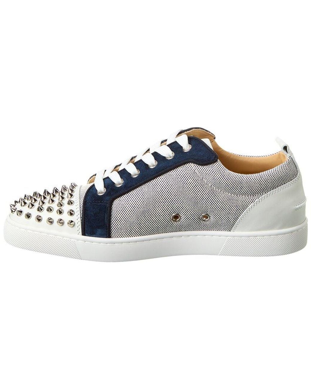 Christian Louboutin Blue Louis Junior Spikes Orlato Canvas & Suede Sneaker for men
