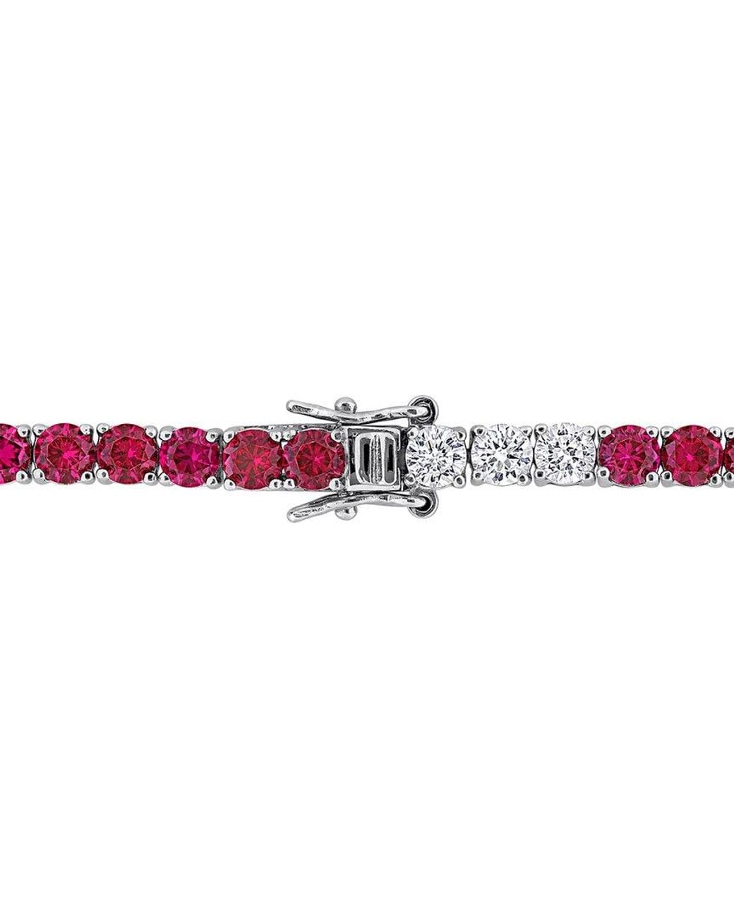 Rina Limor Multicolor 13.44 Ct. Tw. Lab-Grown Ruby And Sapphire Tennis Bracelet